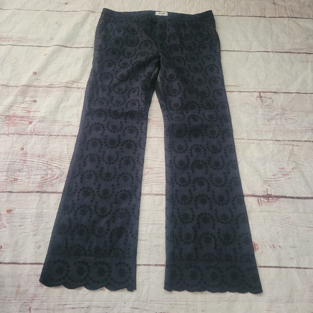 Moschino‎ Eyelet Pants With Faux Leather Accents Size 8